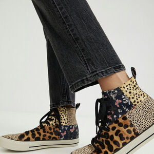 NWT Desigual Beta Animal Print High Top Leopard & Floral Trainers Size 7.5